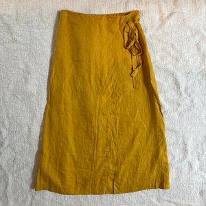 La Reve Linen Midi Wrap Skirt